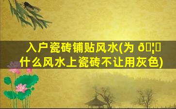入户瓷砖铺贴风水(为 🦟 什么风水上瓷砖不让用灰色)